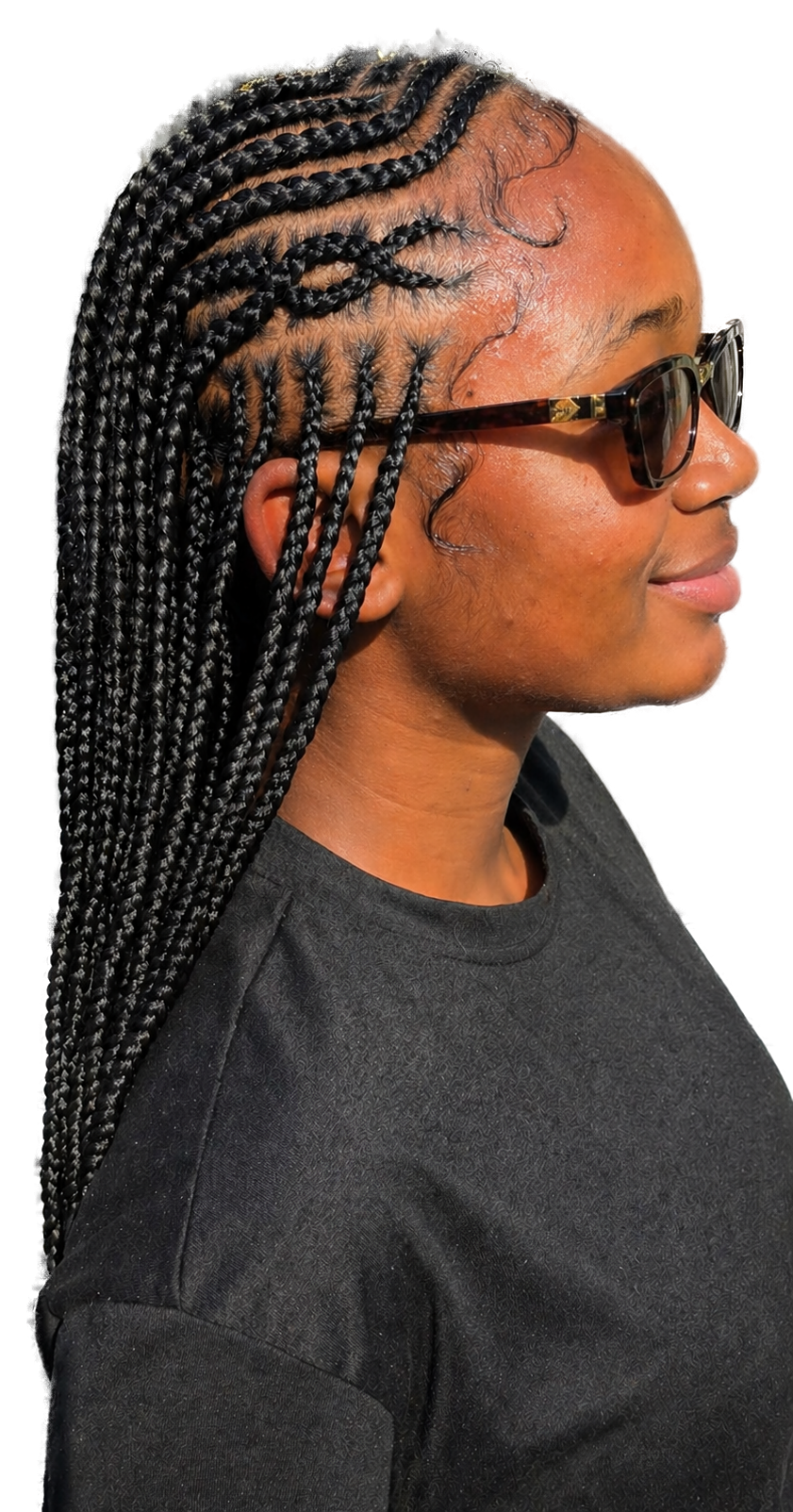 Cornrow knotless braid style